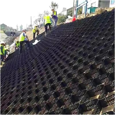 Bodemrooster - Geogrid steunnet - Erosiebescherming tuin - Schaalbaar ontwerp - 5 cm hoog - Zwart