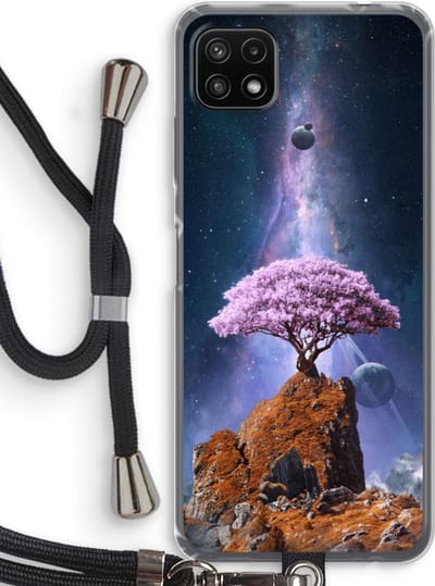 Case Company® - Hoesje met koord geschikt voor Samsung Galaxy A22 5G hoesje met Koord - Ambition - Telefoonhoesje met Zwart Koord - Bescherming aan alle Kanten en Over de Schermrand