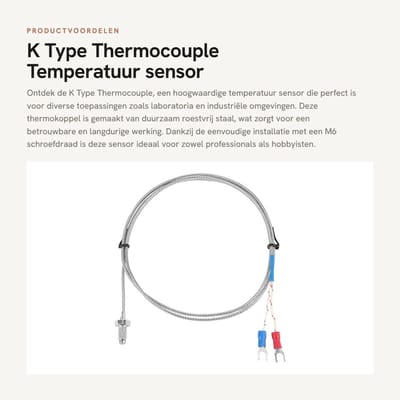 Dailygoods- Thermokoppel K Type - Temperatuursensor 0-400 °C - Roestvrij Staal - Snelle Thermische Reactie - Geschikt voor Diverse Industrieën - Eenvoudige Structuur