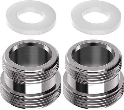 Kraanadapter M22 naar M24 - Wasserbesparing - 2 stuks - Zilver