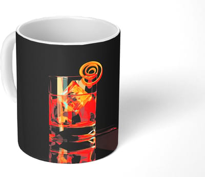 Mok - Koffiemok - Glas - Ijsblokjes - Drinken - Bruin - Mokken - 350 ML - Beker - Koffiemokken - Theemok