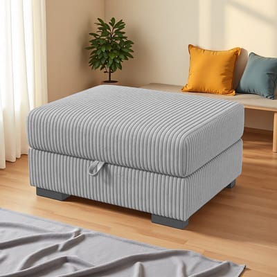 Tweepersoonsbank van Corduroy – Grijze 2-zits Bank met Opties: Links, Rechts of Met Armleuningen – Moderne Stoffen Sofa 74x34,6x33,5 inch