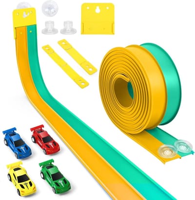 Flexibele Racebaan - Autobaan Set - Kinderen Spelen - Duurzame PVC Constructie - 4.6 Meter - Groen Geel