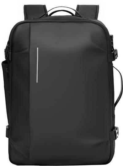 Uitbreidbare 65L-reisrugzak met vacuümcompressie, TSA-slot, meerdere compartimenten, waterbestendige handbagage, geen pomp nodig, zwart