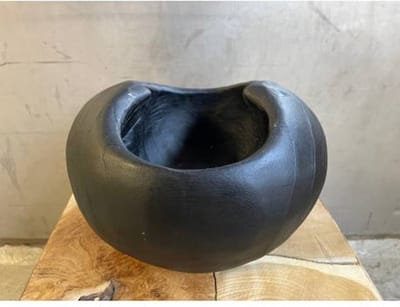 Pot teak black D30H20cm