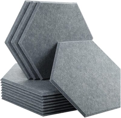 Geluidsabsorberende Panelen - Akoestische Isolatie - Studio Thuisopname - Superdichtheid Materiaal - Klein Zeshoekig - Maanlicht Grijs