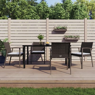 vidaXL - 5-delige - Tuinset - met - kussens - poly - rattan - en - staal