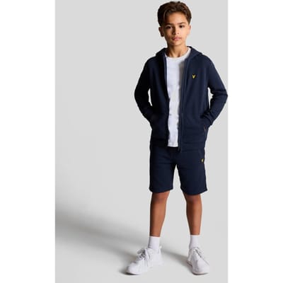 Lyle & Scott jongens Loopback katoenen hoodie met volledige rits - marineblauw