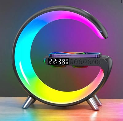 Wake Up Light - Met Draadloze Oplader - Lichtwekker - Bureaulamp - LED Light - Bluetooth Speaker - Nachtlamp - Digitale Wekker - Zwart