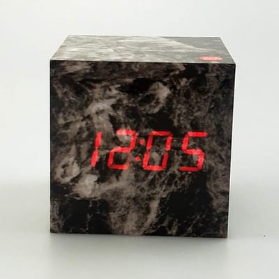 Digitale Wekker - Nachtkastje Klok - Wakker Worden - Temperatuur Vochtigheid - Compact Formaat - Zwart Marmer