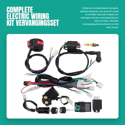 Dailygoods - Complete Electric Wiring Kit - Vervangingsset - Geschikt voor 50cc 125cc - Quad Dirt Bike - Inclusief spark plug en relay