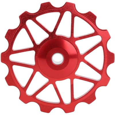 14T Rode Mountainbike Metalen Keramische Lagers Achterderailleur Geleiderol Fietsen red