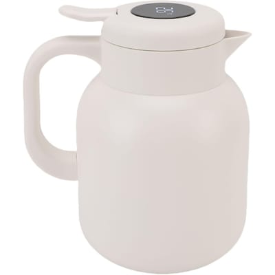 Théière à Isolation Sous Vide avec Infuseur 1500ml Affichage Numérique de la Température Acier Inoxydable Chaud Froid L(for 6.5-9kg) blanc