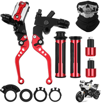 Motor Remhendel & Koppelingshendel – Set van 2 Aluminiumlegering Universele Hendels – Vervangingsonderdelen voor Motor, Scooter & Chopper – Rood