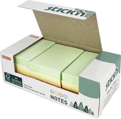 Stick'n Kleine sticky notes - FSC - 4 pastel kleuren - 38x51mm - 12 memoblokken