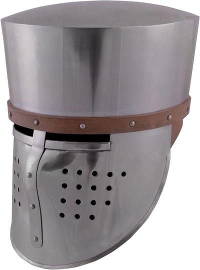 Kruisvaarthelm - Middeleeuwse helm - Historische reenactment - 2 mm staal - Maat L - Zilver