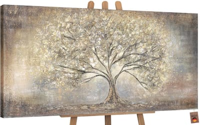 Canvas schilderij groot handgeschilderd gouden boom boom natuur luxe – YS-Art Gallery – Luxe wanddecoratie voor woonkamer – Modern schilderij voor slaapkamer en kantoor