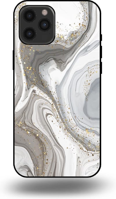Smartphonica Telefoonhoesje geschikt voor iPhone 12 Pro Max met marmer opdruk - TPU backcover case marble design - Zilver geschikt voor iPhone 12 Pro Max