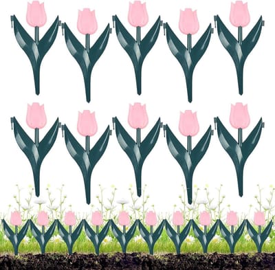 Tuinbedafscheiding 10 stuks - Bloemrand borders - Tuin decoreren - Bloemvormig decoratief ontwerp - 30 x 25 cm - Roze