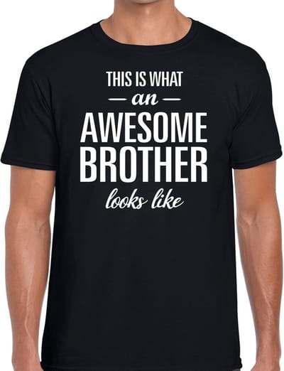 Awesome Brother tekst t-shirt zwart heren - heren fun tekst shirt zwart S