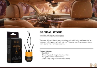 Maxxima Venezia Autoparfum Sandalwood – Luxe Auto Geurhanger – Auto Luchtverfrisser met Bamboe Sticks – 10 ml – Interieur Parfum Auto