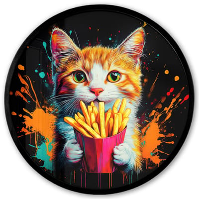 Poster in lijst Rond - Fotolijst 40x40 cm - Posters - Kat - Eten - Patat - Graffiti - Abstract - Ronde posterlijst zwart - Decoratie - Wanddecoratie woonkamer - Muurdecoratie slaapkamer