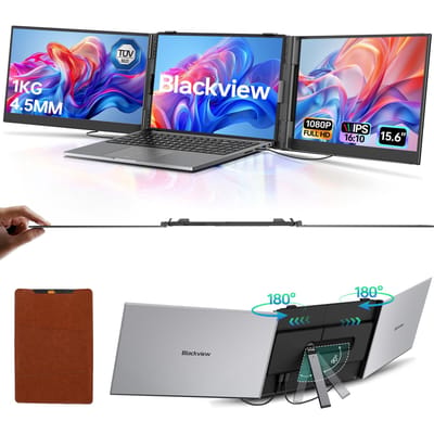 Blackview DCM8 Triple Laptop Schermverlenger, 15,6  1080P FHD IPS Draagbaar Extern Scherm, Plug & Play met Kabel USB C, Windows/Mac/Mobiele Apparaten grijze kleur