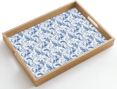 Dienblad hout 50x35 cm - Schootdienblad - Frans - Citroen - Royaal - Bladeren - Blauw - Borrelplank rechthoek - Plateau dienbladen