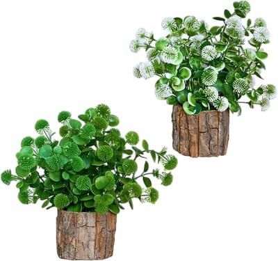 Dailygoods- Potplant Realistische Simulatie - Kunstplant in Houten Pot - Onderhoudsvriendelijk - Voor Binnen/Buiten - Natuurgetrouwe Set - Kant-en-klaar Arrangement - Nepplant
