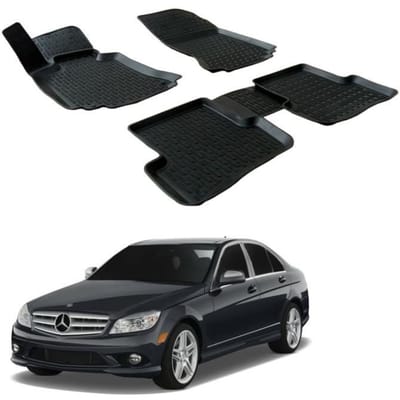 Vloermat - SCOUTT - Mercedes C-Klasse W204/S204 - Premium Rubber - Op maat gemaakt - Zwart zwart