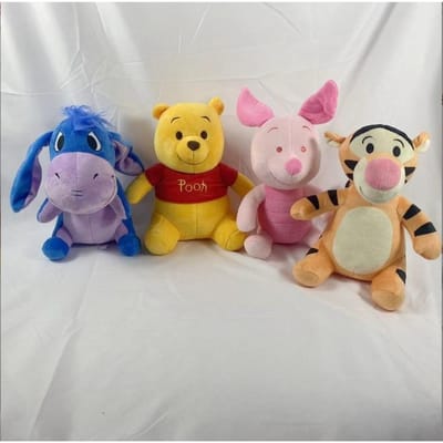 4 pièces Peluches Animaux Dessin Animé Mignons Et Charmants Ours Winnie L'Our Bourriquet Tigrou Porcinet Poupée Peluche Noël Décoration Jouets Pour Enfants Date de Naissance brown