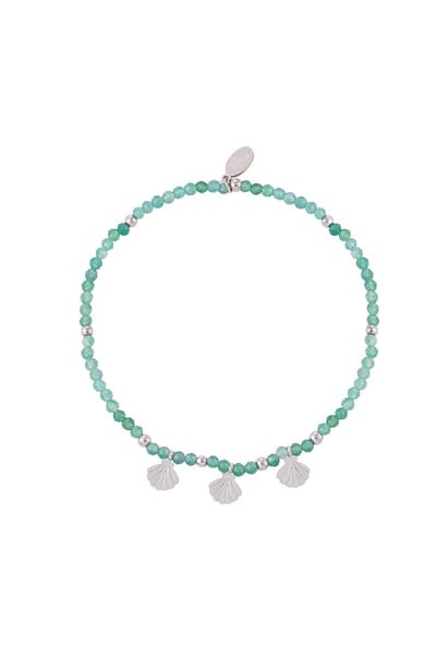 Kralenarmband schelpbedels - groen en zilver roestvrij staal