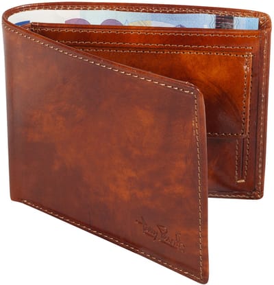 Tony Perotti Leren Billfold Van Gogh met papiergeld-, muntgeld- en creditcardvakken - Cognac