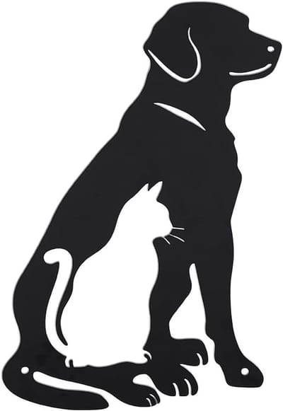 Muurdecoratie voor Huisdieren - Zwart Metalen Wanddecoratie van Ijzer voor Binnen en Buiten, 21 x 30 cm, Perfect voor Katten en Honden