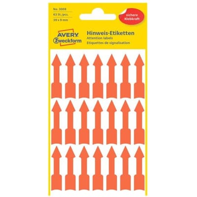 etiket Zweckform 39x9mm pijl 4 vel a 21 etiketjes