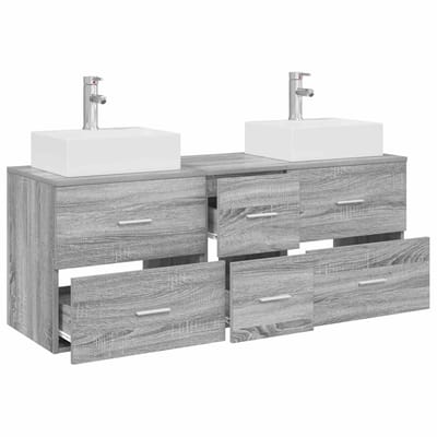 vidaXL - Badkamerkast - set - 3 - st - Grijs - Sonoma - 129 - x - 41 - x - 79.5 - cm