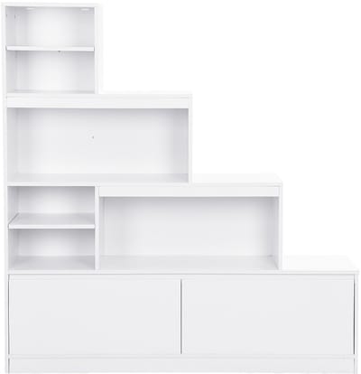 Vente-unique Schoenenmeubel met 2 deurtjes en 6 nissen met ledverlichting van MDF - Wit - LOVILA