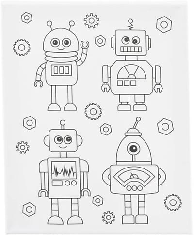 Creativ Company Painting Canvas with Print Robots - 24x30cm