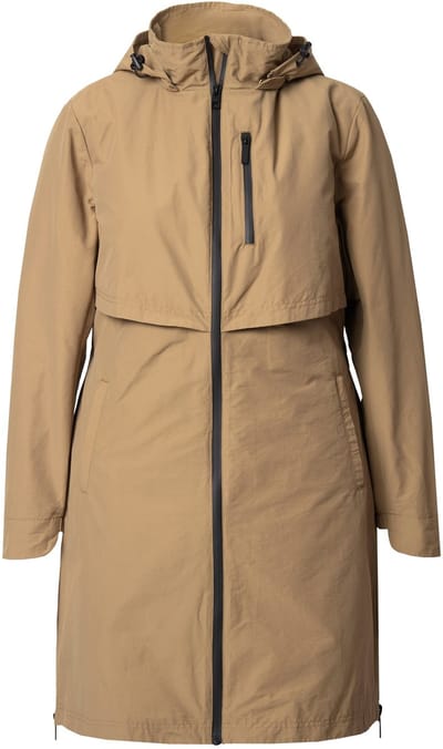 Ulla Popken - Dames - Parka zijsplitten met rits capuchon ritszakken - Mokka - Maat 42+