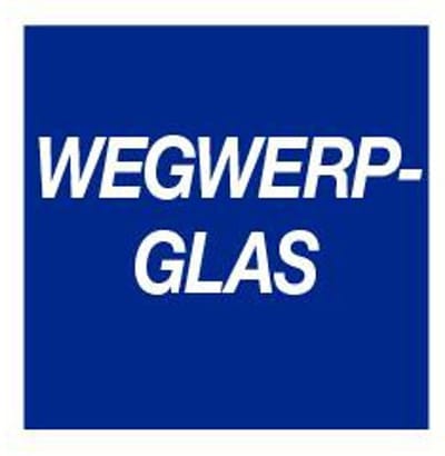 Wegwerpglas sticker 100 x 100 mm