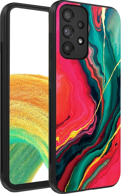 Smartphonica Telefoonhoesje Geschikt voor Samsung Galaxy A33 5G met Rood Groen Marmer Opdruk - TPU Backcover Case Red Green Marble Design geschikt voor Samsung Galaxy A33 5G