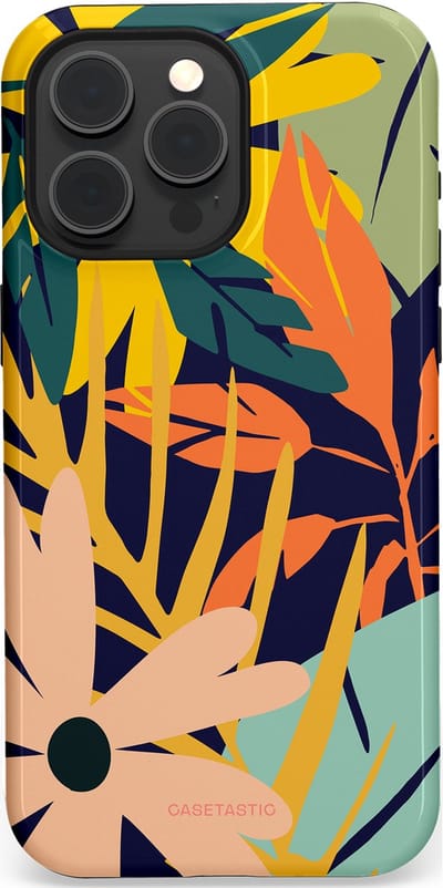 Casetastic Hoesje Geschikt voor Apple iPhone 15 Pro Max Magsafe - Stijlvolle Beschermende Duo-layer Case - Ruwe bloemen
