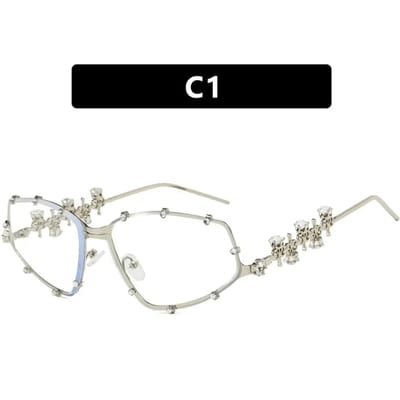 Mode Stijlvol Mode Strass Brillen Vrouwen Volwassenen Mannen Volwassenen Extra Groot Oversized Cat-Eye Brillen Legering Metaal Extra Groot Oversized Ovaal