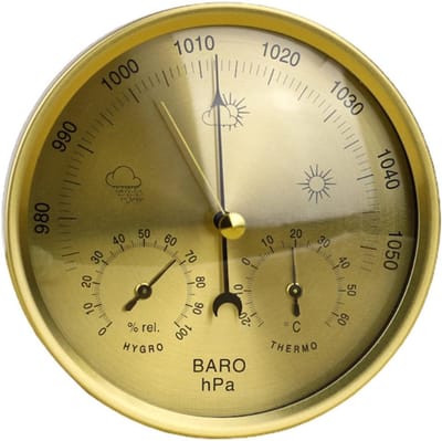 Weerstation Instrument - Barometer Thermometer - Weersvoorspelling Thuis - 3-in-1 Functie - 5 Inch - Goud