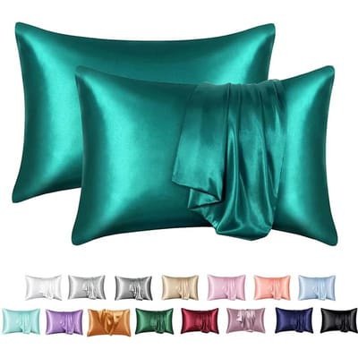 Taies d'oreiller Queen soyeuses haut de gamme Douces pour la peau Lisses Taies d'oreiller de luxe unies Taille King Taies d'oreiller en satin pour la maison 50x66cm (19x23in)2pc