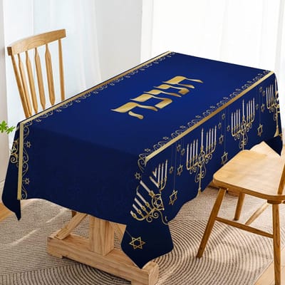 Hanukkah Menorah Rechthoekig Tafelkleed Hebreeuws Joods Chanukah Feest Decoratie Davidsster Tafelbedekking Wasbaar Keuken Eettafel 90x140cm