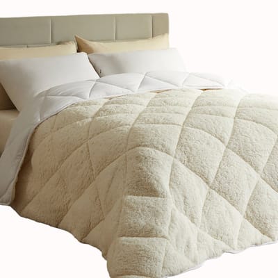 CASABEL Sherpa dekbed 220x240cm, 450gsm, omkeerbaar polyester, behaaglijke sherpa-zijde of koele microvezelzijde, ademend, wasbaar