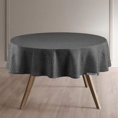 Protecttable - Rond Tafelzeil Stipjes Grijs Ø138cm - Tafelkleed Afwasbaar - Kunststof
