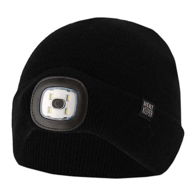 Heatkeeper - Thermomuts + LED lichtje kinderen - Zwart - 5/8 Jaar