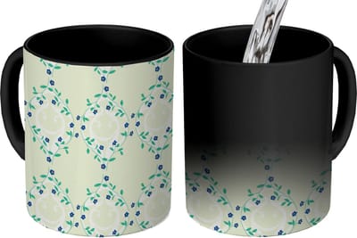 Magische Mok - Foto op Warmte Mokken - Koffiemok - Groen - Blauw - Bloem - Design - Magic Mok - Beker - 350 ML - Theemok